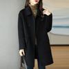Women's Autumn and Winter Slim Thickening Solid Color Medium-length Tweed Coat