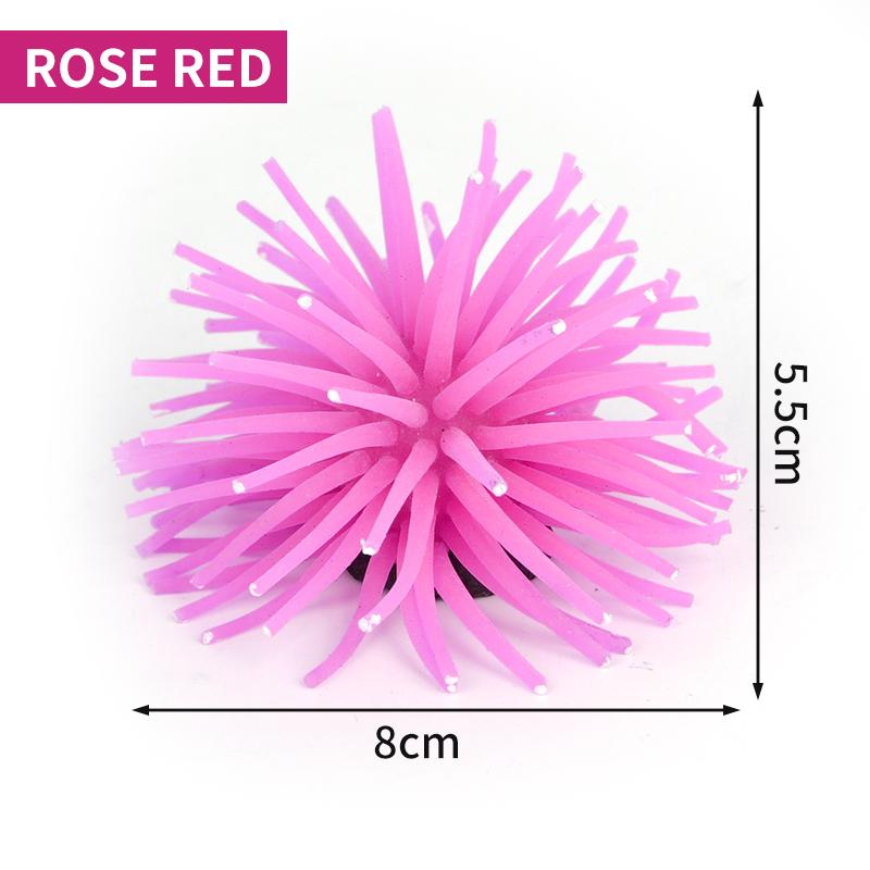 

Aquarium Silicone Simulation Sea Anemone Sea Urchin Color Artificial Coral Plant Fish Tank Landscaping Decoration Home Ornaments 8cm рожевий червоний колір