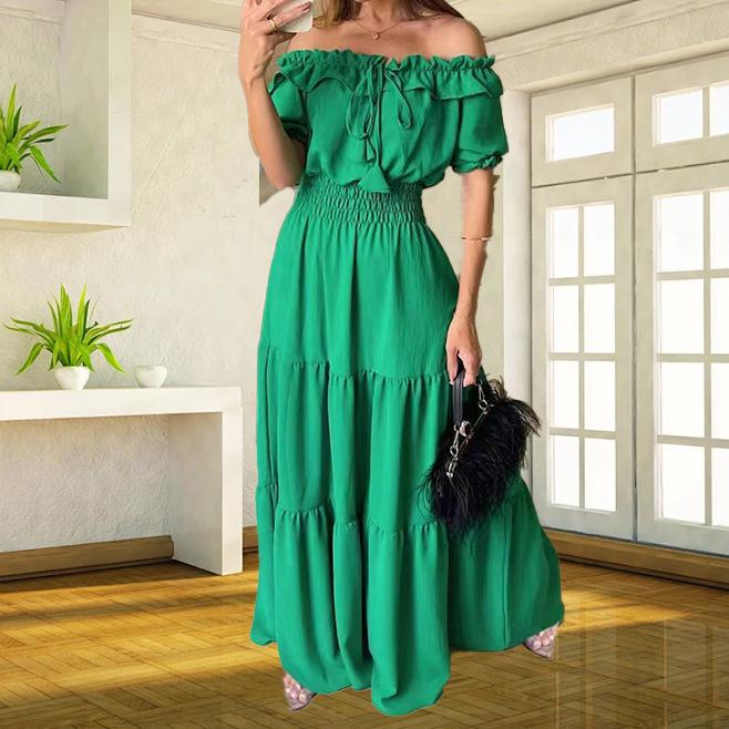 

2026 YAMA Korean-European Lace-Edge Bandeau Dress in Solid Color Large зелений