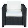 Single Seater Rattan Chair, PE Wicker Garden Armchair with 10 Cm Thickened Cushion, All-Weather Rattan Garden Chair with Armrests, Black