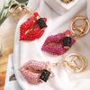 Rhinestone Lip Keychain Pendant Diamond Lip & Lipstick Bag Charm Sparkling Lip Pendant for Women Girls