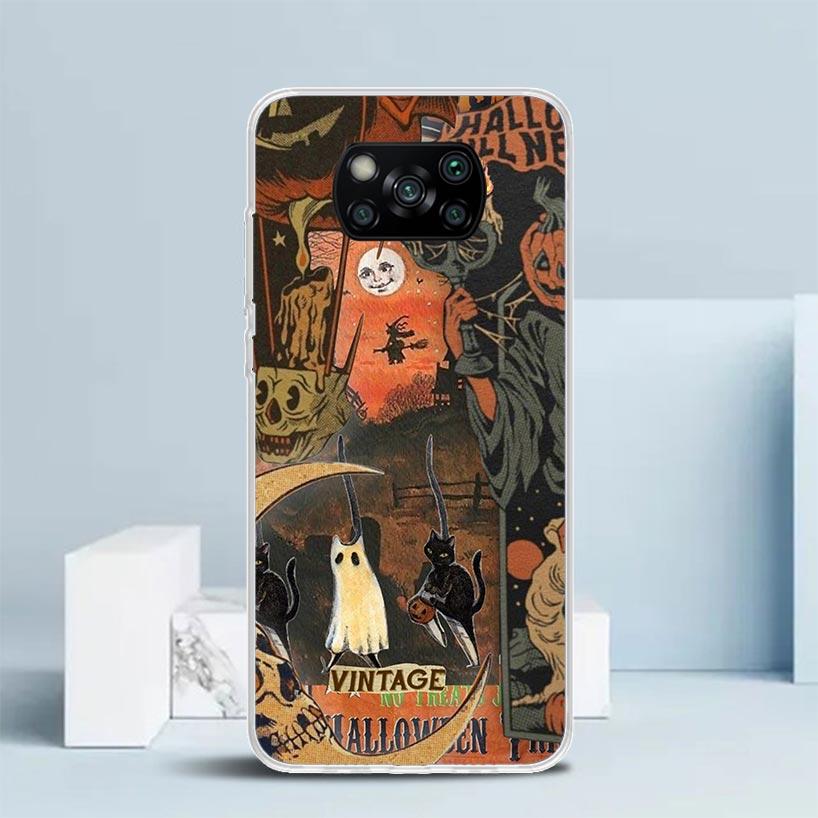 Halloween Fall Art Witch Cat Phone Case For Xiaomi Poco F7 Ultra X5 X6 X7 Pro M7 Redmi 15C 15 13C 13 12C 12 10C 10 10A 9 9C 9A 9