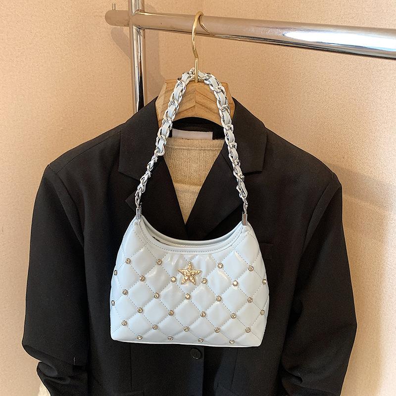 

Xiaoxiangfeng ромбовидная вышитая нить цепочка сумка через плечо 2025 новая классическая универсальная повседневная высококлассная сумка-мессенджер женская 23*6.5*22.5 синий