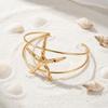 Trendy Gold Color Starfish Shell Arm Cuff Bangle for Women Adjustable Open Upper Arm Bracelet for Summer Beach Vacation Jewelry