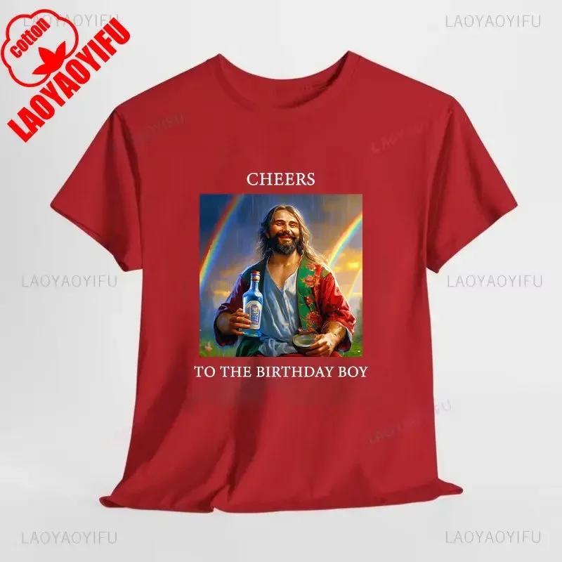 Lustige Weihnachtsgrüße für das Geburtstagskind Jesus Weihnachts-T-Shirt Frau Mann Rot Grün Baumwoll-T-Shirts Neujahr Weihnachten Oberteile