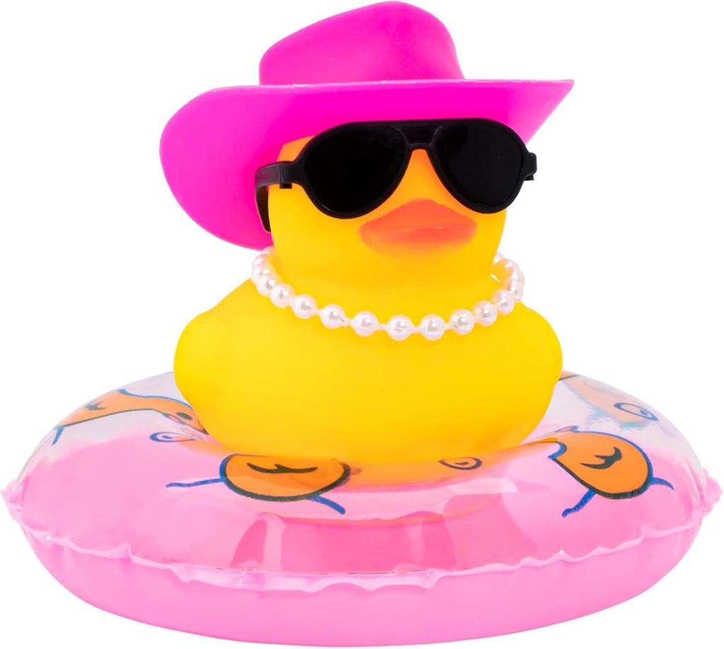 Car Rubber Duck Dashboard Yellow Duck Decoration For Car Dashboard Decorations Duck Toy With Swim Ring