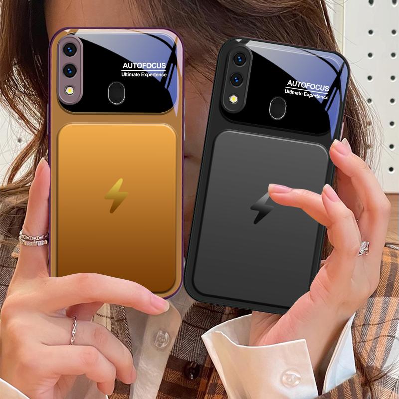 Gray Background Lightning For Samsung A73 72 71 A70 56 55 54 A53 52 51 50 42 A35 A34 33 32 31 26 25 24 23 22 30 Glass Phone Case