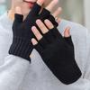 Fashion Winter Autumn Knitted Gloves Warm Plush Fingerless Gloves for Men Women Outdoor Sport Half Finger Touchscreen Gloves