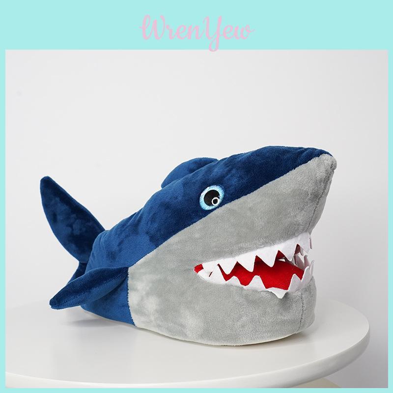 Cozy Shark Slippers Women Men Plush Animal Indoor Winter Warm Floor Shoes 3d