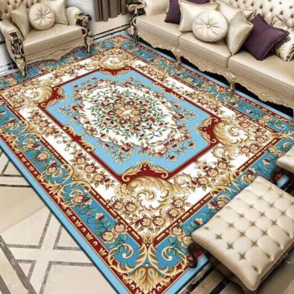 European Style Home Decoration Luxury Carpet for Living Room Floral Pattern Sofa Table Mat Antiskid Home Entrance Rug Easy Clean