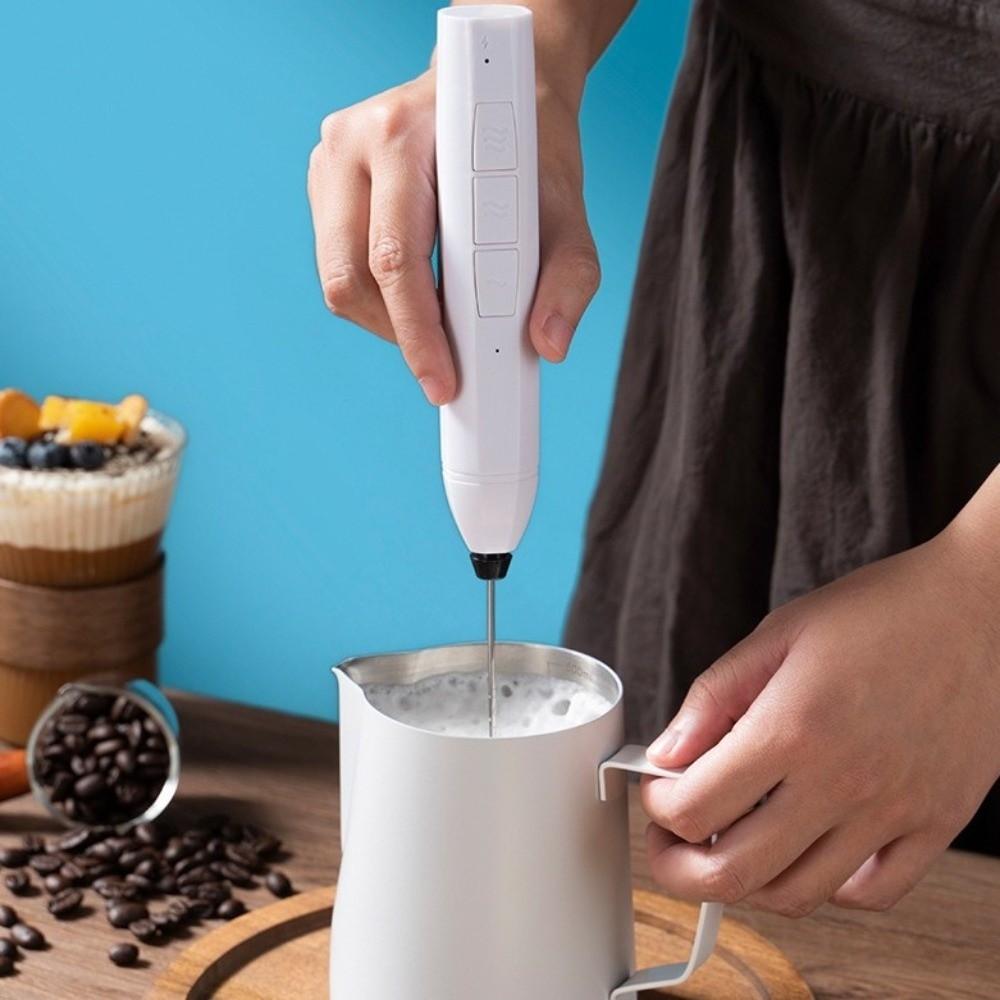 3 Gear Speed Electric Milk Frother USB Rechargeable Egg Beater Kitchen Gadget Foam Mixer  Cream