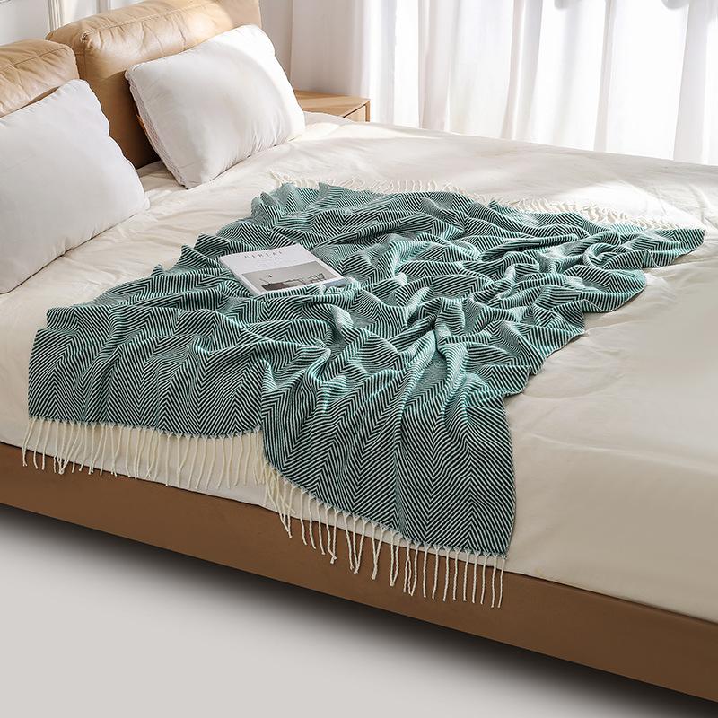Coperta Multiuso Divano Estiva Fresca Coperta per Condizionatore Morbida Coperta Tessuta per Divano Asciugamano per Fondo Letto Sciarpa Coperta per Riposo in Ufficio