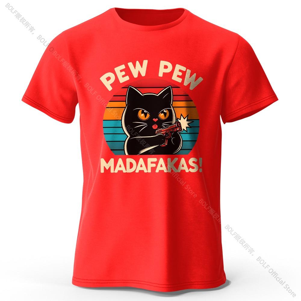 

Cute Hand-painted Cat Graffiti Printed T-shirt, Super Soft Round Neck Short-sleeved T-shirt for Men and Women S
