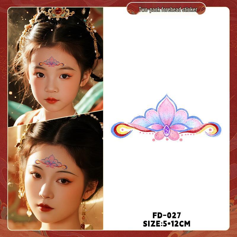 Dunhuang Glitter Face Stickers: Ancient Style Forehead & Eye Tattoos for Hanfu and Stage Performance