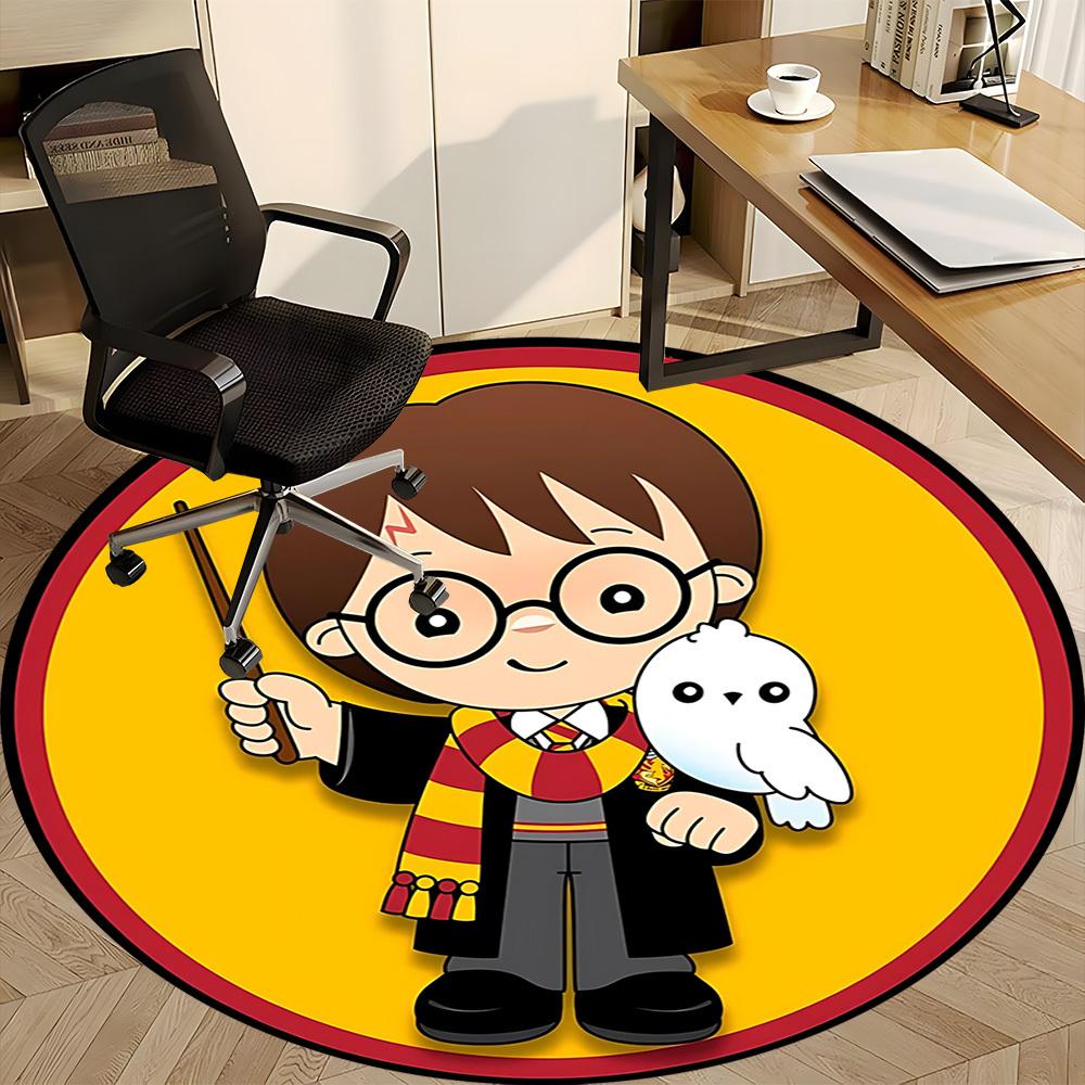 1pc Harry Potter Chair Carpet for Office Non-Slip, Soft & Comfortable, Carpet for Office, Gaming, Lightweight Round Floor Mat