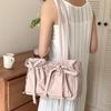 Large Capacity Women's Casual Shoulder Bag with Bow Cute Tote Bag for College Students School Class Daily Commute Shopping Lightweight Handbag
