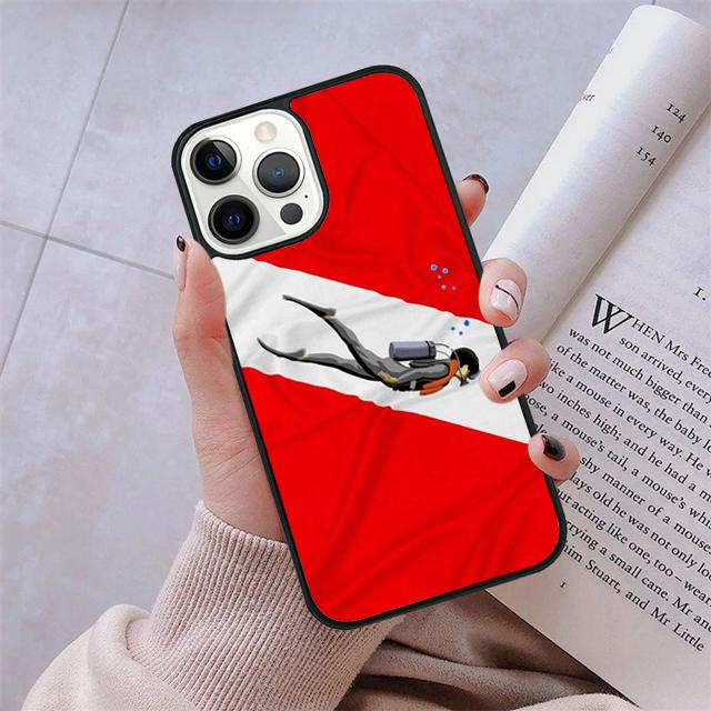 Scuba Diving Dive Flag phone Case Cover For iPhone 5 6 7 8 Plus X XR XS SE2020 Apple 11 12 13 mini Pro Max Galaxy Note10 S20 S21