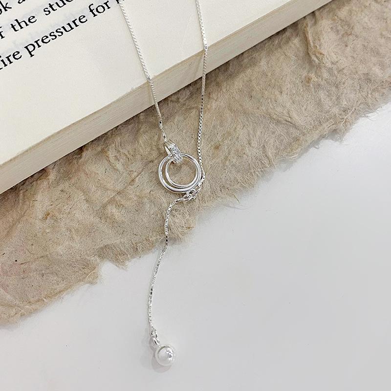 Ins Style High-end Circular Buckle Tassel Necklace for Women's Versatile Temperament Necklace