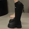 Damen Kniehohe Stiefel Neue Herbst-Winter-Schuhe Frau Lange Stiefel Slip-On Lässig Klobiger Absatz Plateau-Stiefel