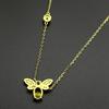 925 Sterling Silver Bee Yellow Full Zircons Pendant Necklace for Women Girl Gold Color Charms Choker Chain Statement Jewelry