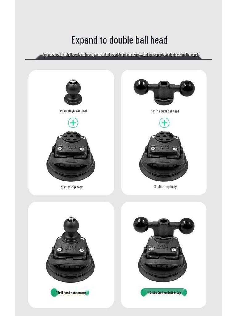 VIN Off-Road Anti-Shake Suction Cup Phone Holder for Car Windshield with 1-Inch Ball Head