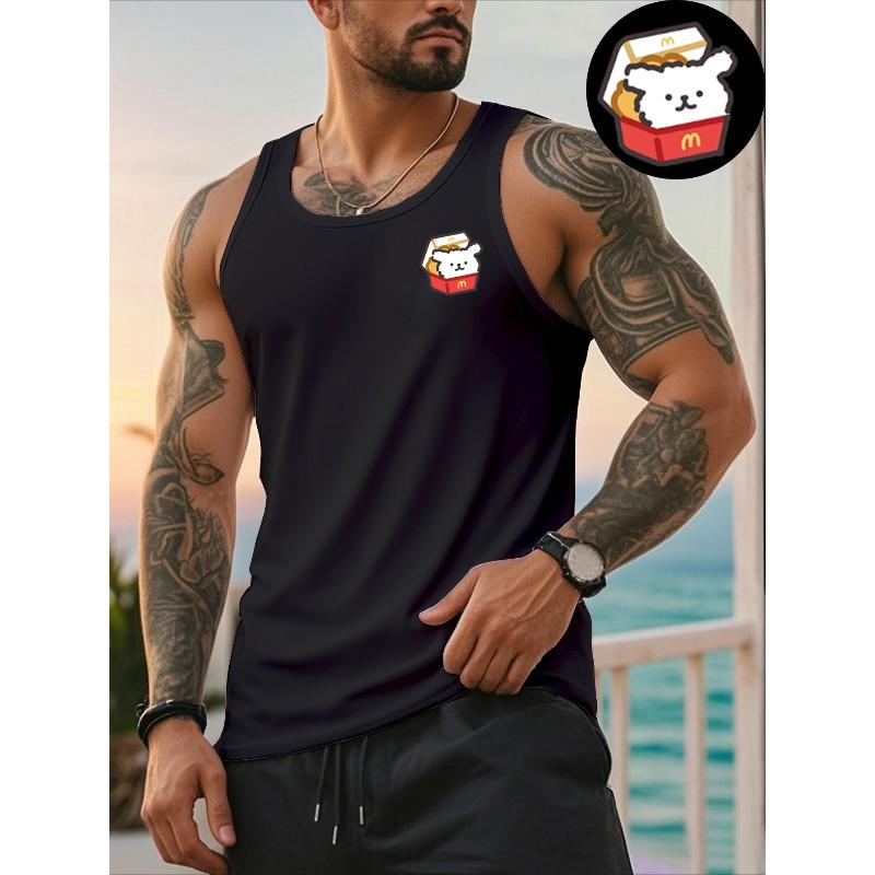 

Solid Color Men s Polyester Sleeveless Vest, Smooth Breathable & Durable for Summer XXL білий