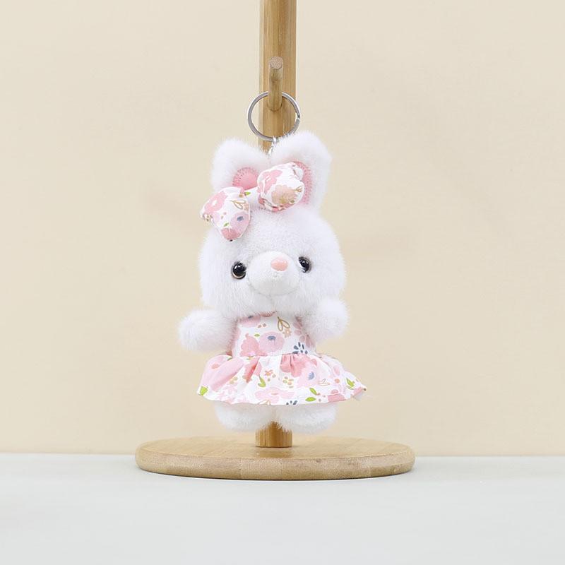 Cute Bunny Plush Toy Keychain Soft Pp Cotton Rabbit Doll In Charming Colorful Dress Designs