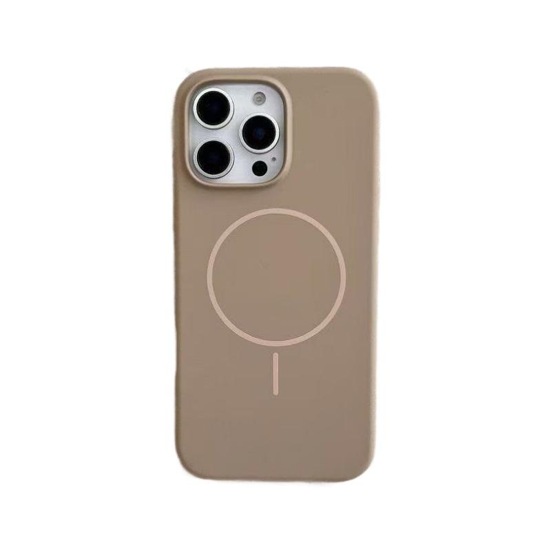 Applicable To Iphone16pro Fine Ring Magnetic Suction Liquid Silicone Mobile Phone Case Apple 17AIR Anti-drop Solid Color Protective Case