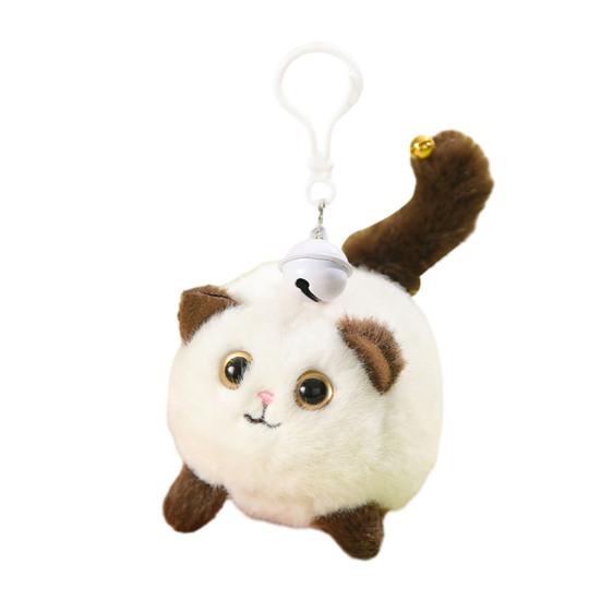 Puppy Plush Keychain with Pull-String Wagging Tail Cute Squeaky Cat Stuffed Toy for Bags Backpacks Soft Huggable Interactive Birthday Gift for Kids