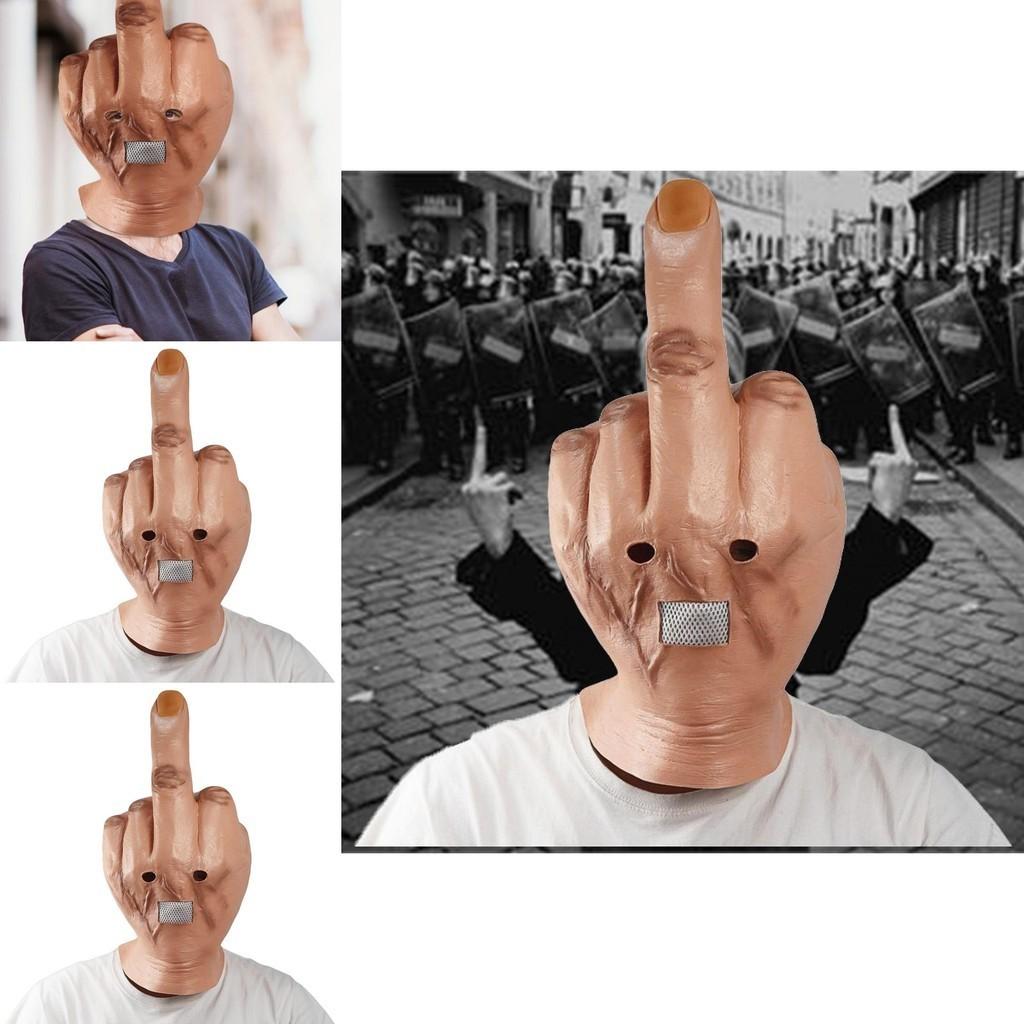 Middle Scary Finger Halloween Mask Latex Full Head Costume Party Cosplay Prop