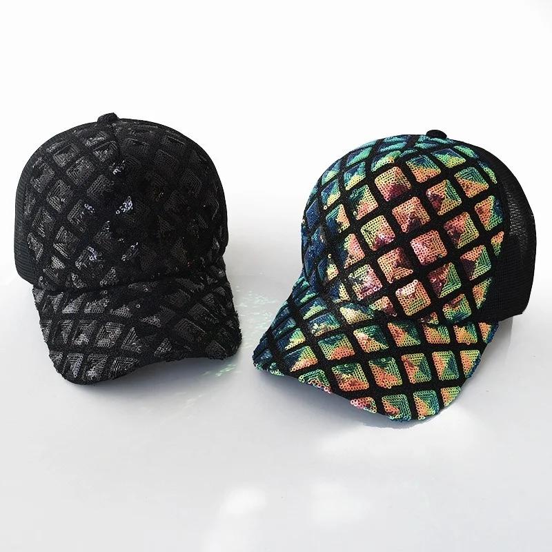 Unisex Kšiltovka S Flitry a Kamínky Baseballová Čepice Sluneční Klobouk Ležérní Prodyšná Síťovina Sluneční Ochrana Sluneční Klobouk (4 barvy)