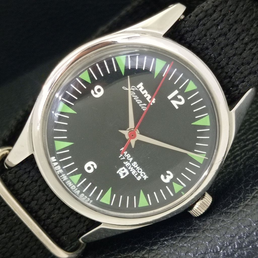 

HAND-WINDING VINTAGE HMT JANATA INDIAN MENS BLACK COLOR DIAL WATCH a700092-5 R201-a700092
