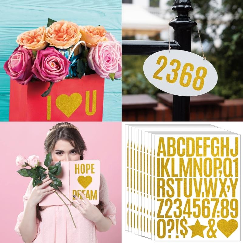 402 sztuki Naklejki z literami i cyframi w złoty brokat Duże naklejki z literami Naklejka samoprzylepna do scrapbookingu, tworzenia kartek, rękodzieła