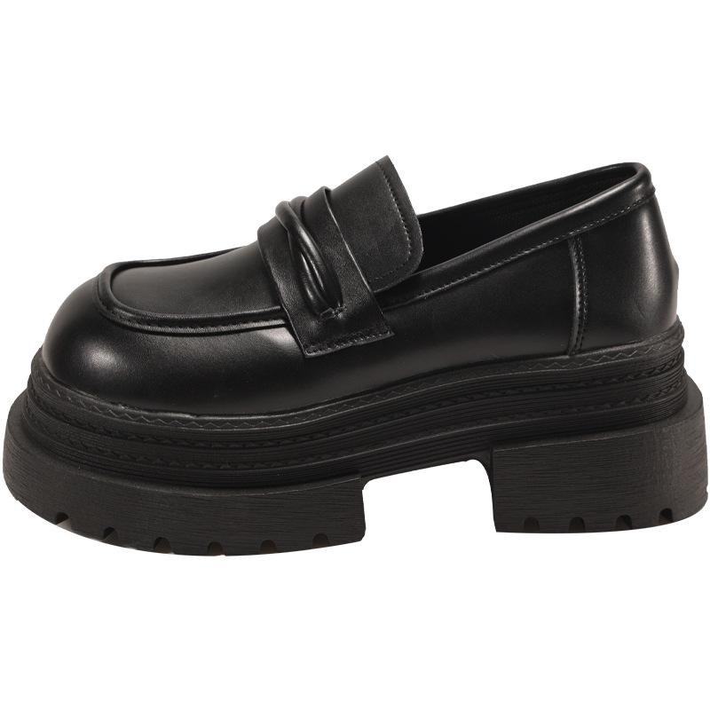 Fashion commuter French black thick heel platform loafers women 2025 Internet celebrity new spring and autumn Mary Jane small leather shoes