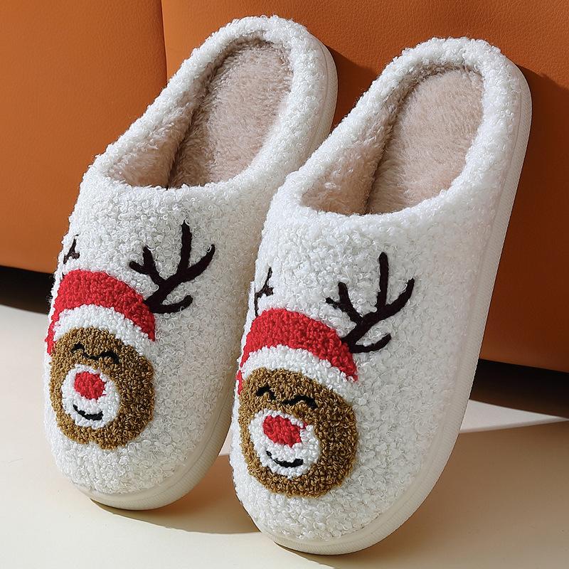Cute Bulldog cotton slippers winter new home non-slip confinement couple plush slippers