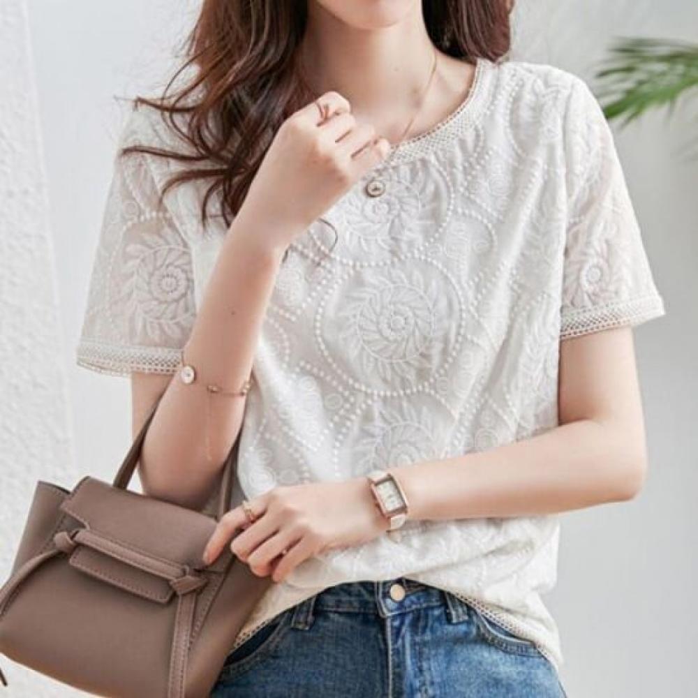 Navava Unisex VinTage Embroidery PoinT Round Neck T shirT nT2532