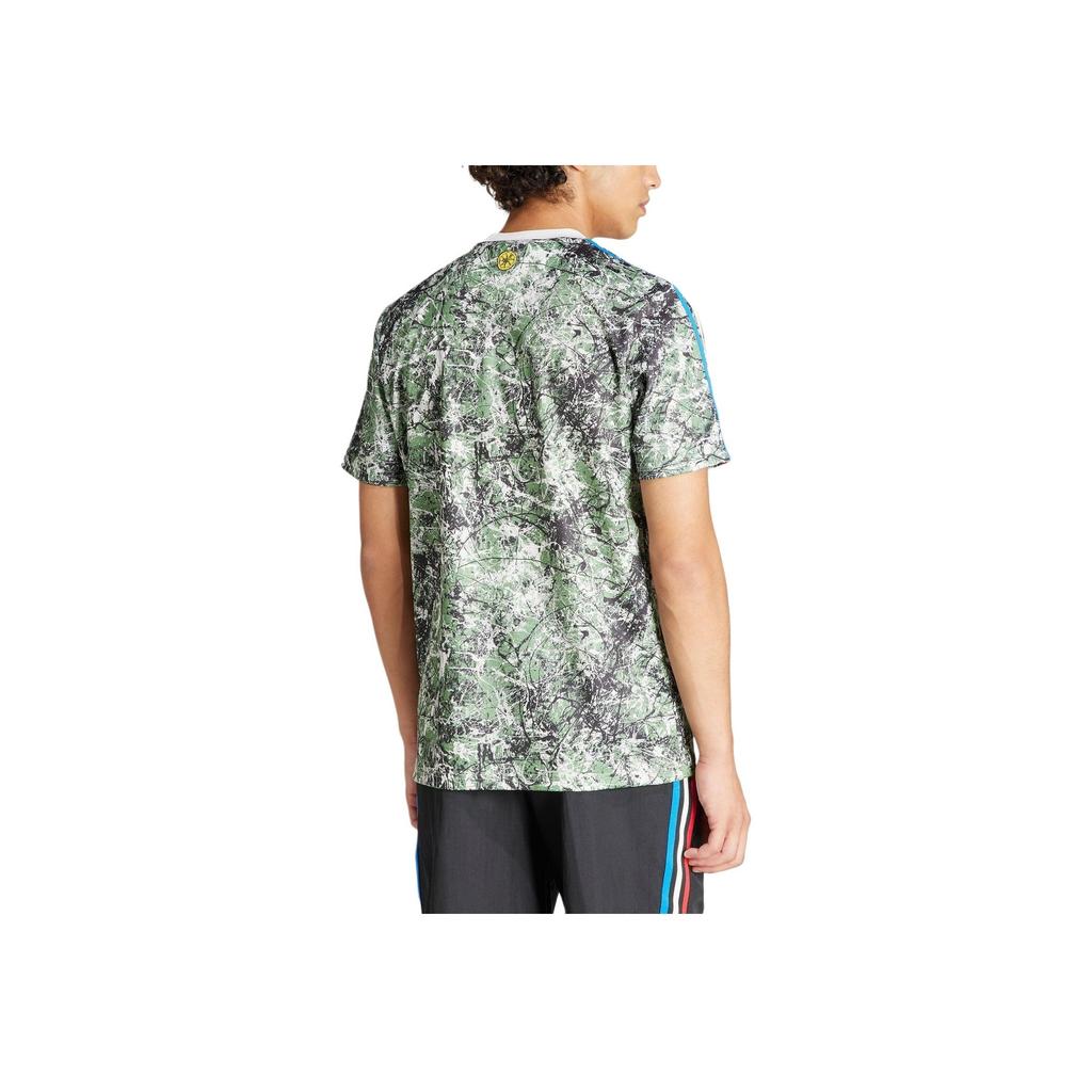 Adidas Originals Manchester United Training Striped Short Sleeve Football Jersey Unisex Tops Green IM8270