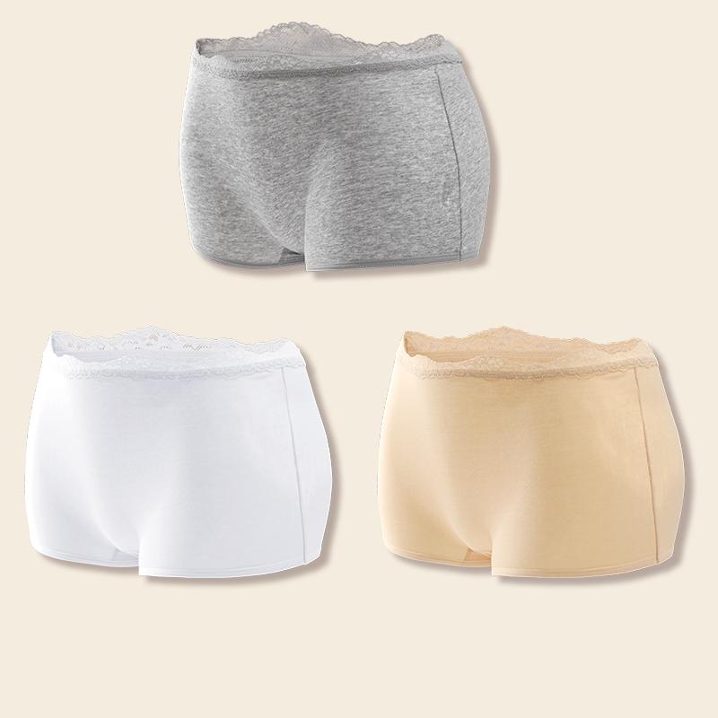 3Pcs Women's Cotton Boxers Panties Seamless Lace Satin Underwear Female Briefs Cozy Lingerie Sports Intimate Underpants S-XXL