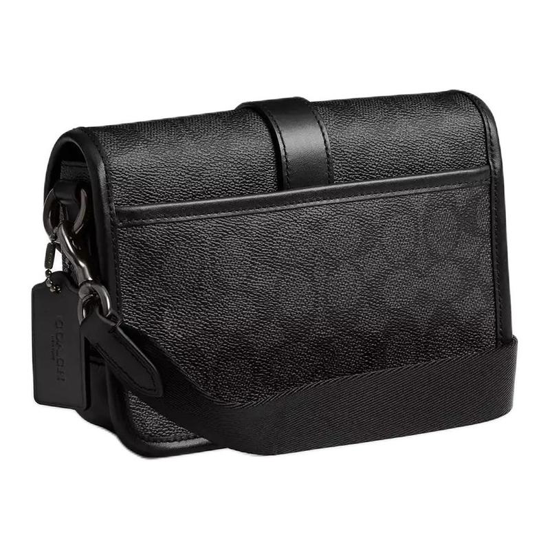 Coach League 19 Brand Classic Print Coated Canvas Crossbody Shoulder Bag Small Men's Black