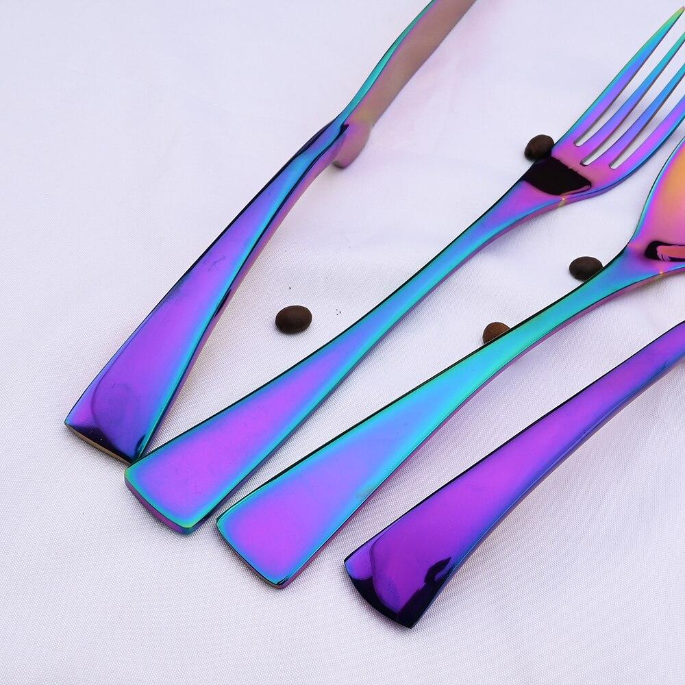 Ny design 18/10 bestick i rostfritt stål Silver Svart Bestick Middagskniv Gaffel Dessertsked Bestick Mat Bestick Dropship