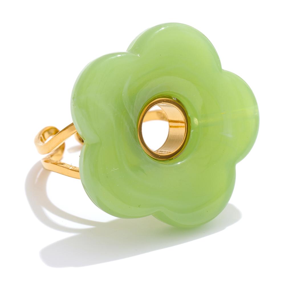 

Eetit Розовый Зеленый Желтый Серый Толстый Цветок из Смолы Регулируемое Кольцо Позолоченная Нержавеющая Сталь 18K Поступления Y2K Популярные Украшения 7 зелёный
