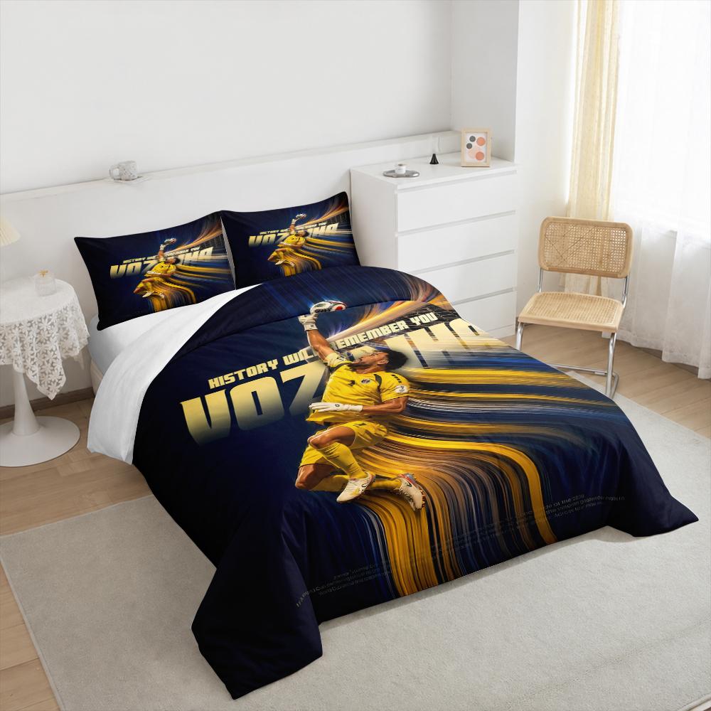 3 Piece Bedding Set Brazil National Team Goalkeeper Save History Remember Yellow Print Duvet Cover for Men Fan Gift