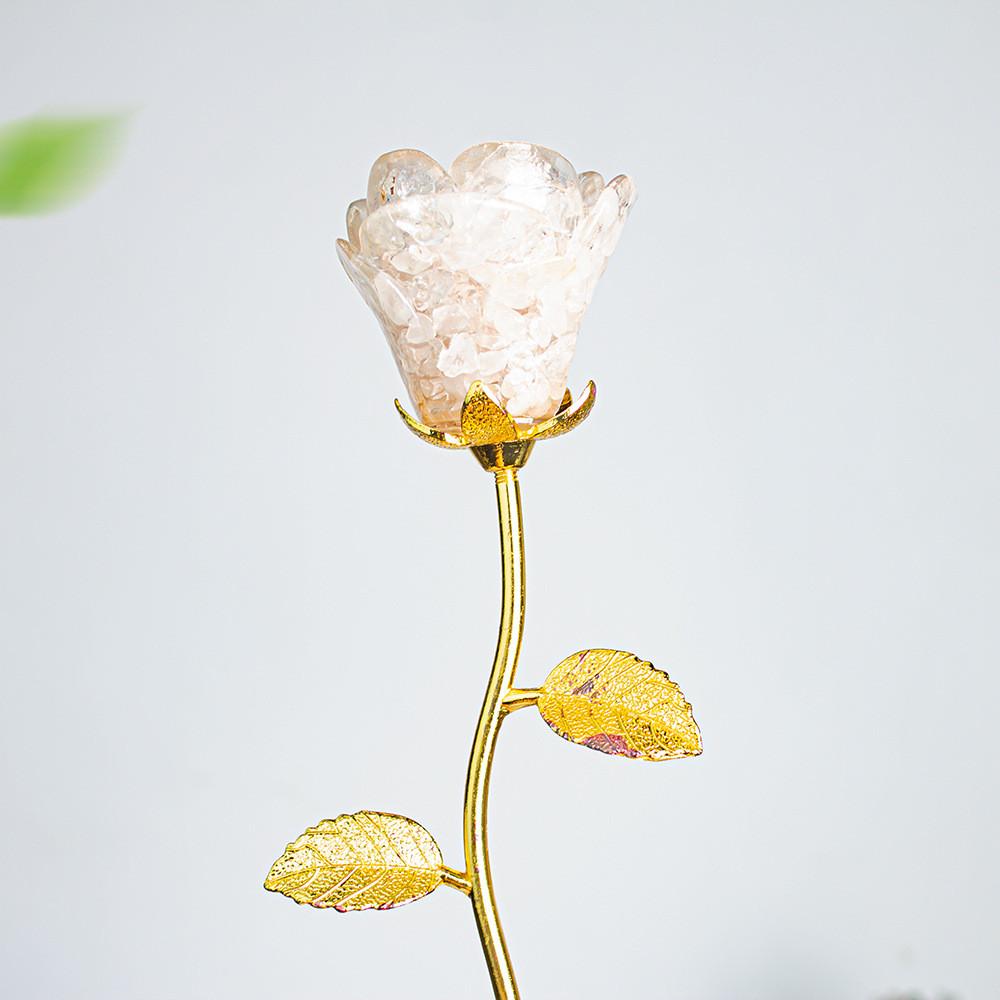 White Crystal Rose Handcrafted Crystal Wands Gift For Lovers And Couples