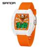 Sanda Barrel-Shaped Men's Dual Display Watch - Fashionable, Vibrant, Luminous, Waterproof, with Alarm Clock.