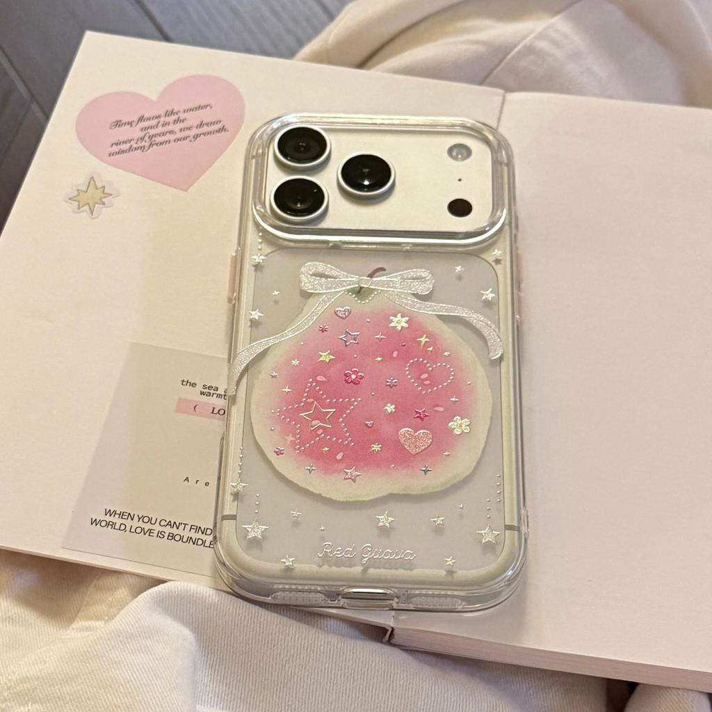 Creative Guava Bow Phone Case for iPhone 16, iPhone 17, and iPhone 17 Pro Max