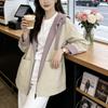 Women Mid Length Reversible Hooded Jacket Spring Autumn Loose Casual Windbreaker