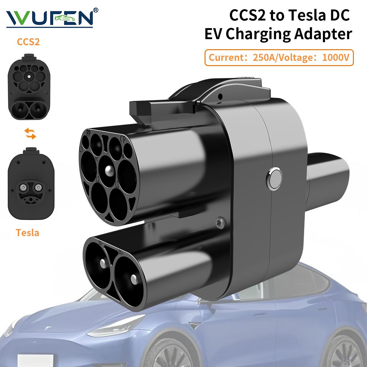 WUFEN For Tesla Model Y/S/3 Fast Charging CCS2 to NACS adapter connector CCS2 Tesla Adapter Type2 to Tesla EV Charger combo 2 CCS2 to Tesla DC
