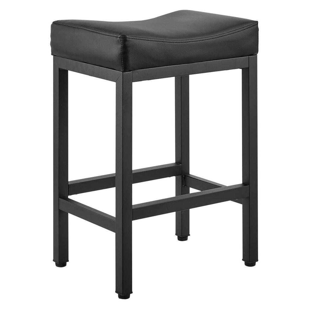 Bar Stool Set of 2, PU Leather Counter Height Stools, 62cm Barstool with Saddle-Seat and Metal Legs, Easy Assembly Backless Bar Chair, Island
