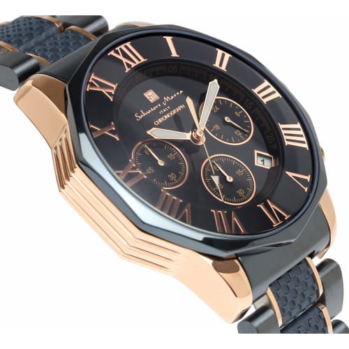 Salvatore Marra Men's Limited Edition Chronograph Watch, 10 ATM Water Resistant, for Business and Formal Wear, Italian Brand, SM15104 (Navy and Pink G