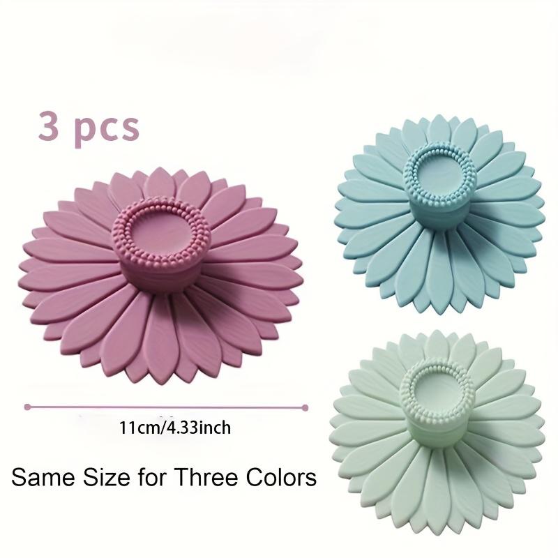 [3pcs Cup Lid Set] 3pcs Sunflower Silicone Cup Lid Set Multi Functional Dustproof and Leak Proof Tea and Coffee Cup Cover